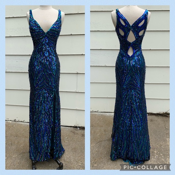 Mac Duggal Dresses & Skirts - MacDuggal long sequin gown butterfly cutout back